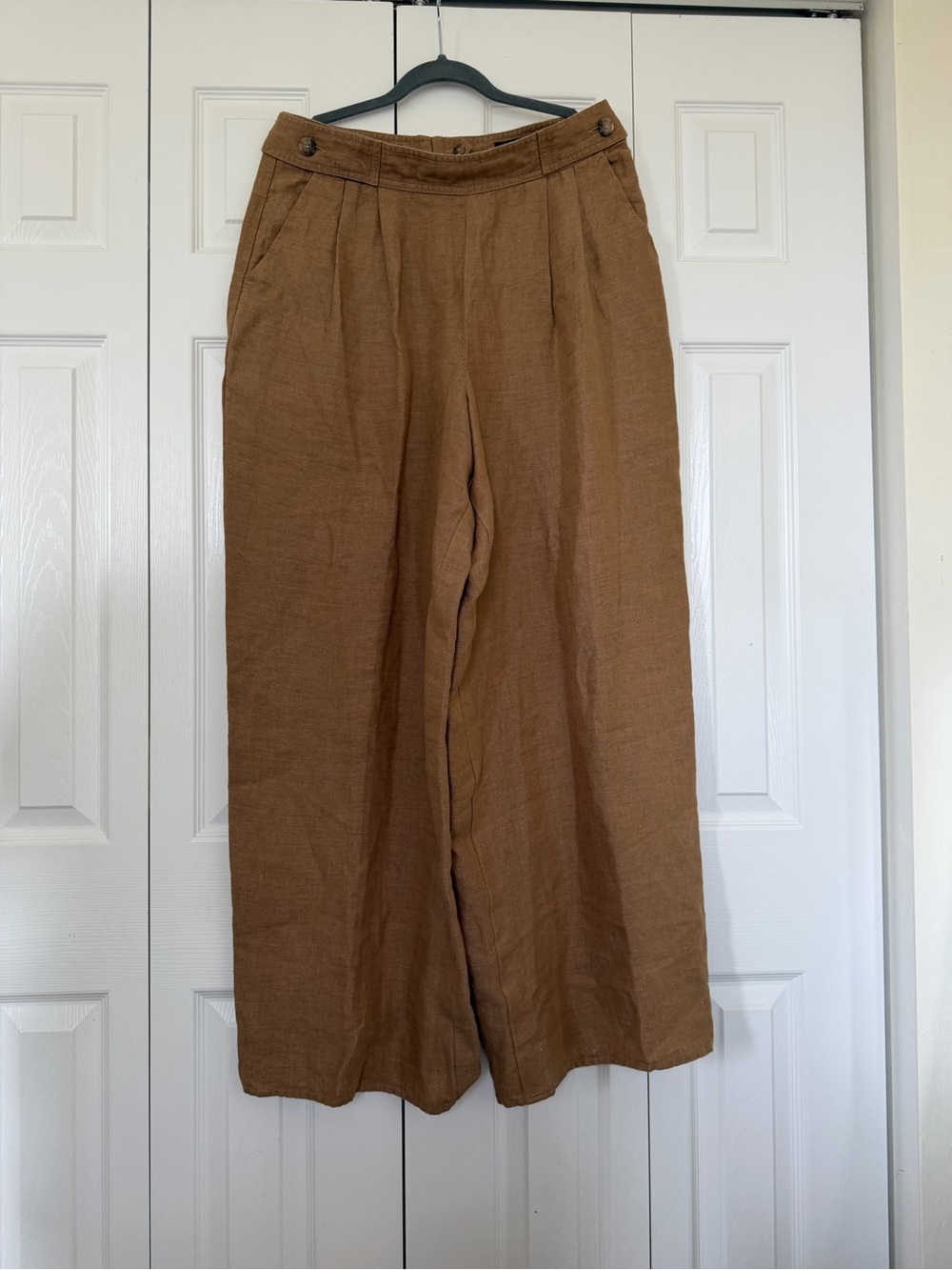 Banana Republic Pirazzo Pants 100% Linen Wide Leg Size Lagenlook Brown